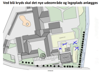 Bjerregrav Friskole – Nyt uderum med legeplads og undervisningsfaciliteter i forbindelse med nybygget børnehus.